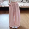 Pantalones de pierna ancha con estampado integral de estrellas y lunares estilo americano para mujer, holgados, adelgazantes, versátiles, sensación perezosa y relajada, Pantalones casuales tipo cimitarra de baile
