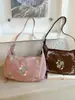 Nuevo bolso de axila bordado estilo chino para mujer, colección otoño/invierno 2026, bolso de hombro/bolso cruzado retro de gamuza con forma de media luna