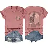 La Maternidad Es Reino Sitio Independiente de Amazon Camiseta de Manga Corta con Cuello en V para Mujer, Moderna y Elegante, con Estampado Delantero y Trasero