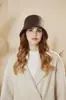 Gorros de Otoño e Invierno para Mujer, Gorro de Lana Tejido Versátil de Color Sólido, Sombrero de Pescador que Adelgaza el Rostro, Gorro Tipo Cubeta Cálido con Forro de Forro Polar para Circunferencia de Cabeza Grande