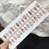 Y226 Uñas Postizas Cortas con Estampado de Almendra Translúcidas Tacto de Alta Gama Diseño de Alta Gama Puntas de Uñas Pintadas en Spray Pegatinas para Uñas 30 Piezas