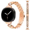 Adecuado para Samsung Watch8/9 Correa de Reloj de Cuatro Hojas Brillante de Tres Perlas Watch8 Clásico Correa de Reloj de Acero Inoxidable