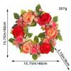 Guirnalda Artificial de Musgo Amazónico Seda Roja y Peonía Rosa Colgante de Puerta Flor Artificial Vid Círculo Decoración de Ventana Pared Accesorios