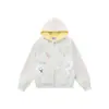 Sudadera con capucha y cremallera bordada de gatito de dibujos animados divertida estilo retro americano para hombres y mujeres, chaqueta versátil casual holgada