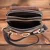 Bolso Bandolera para Hombre de Cuero Vacuno Crazy Horse Retro Ángel Negro Tendencia de Moda Cuero Genuino Bolso de Cintura Deportivo para Teléfono Móvil de Hombre