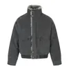 Chaqueta de Trabajo de Algodón Estilo Punk Vintage para Hombre, Engrosada y Cálida de Invierno, Abrigo de Algodón con Cuello Alto y Diseño de Piel Sintética tipo Visón y Remaches