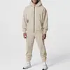 Amazon Transfronterizo Otoño/Invierno para Hombre Pantalón de Color Sólido de Manga Larga con Capucha Deportivo de Ocio Forro Polar Cálido y Cómodo Traje