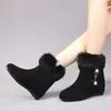 Botas de nieve para mujer con forro de pelo de conejo, suela gruesa, colección otoño/invierno 2026, con diseño interior que aumenta la altura, botines, acolchadas para abrigar, versátiles y cómodas