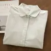 Poco Tiempo Primavera y Otoño Nueva Versión Coreana Dulce Fresco Color Sólido Cuello de Muñeca Manga Larga Base Camisa Blanca Ropa de Trabajo para Mujer