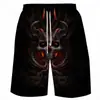 Shorts de Verão Europeu e Americano Série Caveira Impressão 3D Verão Soltos Calças de Praia Moda Casual Shorts Masculino