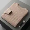 Suéter de lana para hombre, nuevo estilo otoño e invierno, cuello redondo, color liso, engrosado, base de punto jacquard de cachemira, suéter para hombre, envío transfronterizo