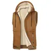 {Transfronterizo} Chaleco de Estilo Nuevo Forrado de Polar Hecho de Lana y Lana de Cordero con Capucha, Sin Mangas, Chaqueta de Corte Holgado