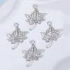 Pulseira Colar Pingente Acessório DIY Materiais Folha de Bordo Prateada Ponto Diamante Liga Conector de Pingente Único Acessório