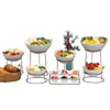 Plato para Ensalada Fría de Buffet Estante para Ensalada de Frutas Set Mesa Redonda para Postres de Restaurante Comercial Soporte de Exhibición Mesa de Exhibición para Comidas Frías