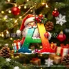 Adornos acrílicos de carta de Navidad más vendidos transfronterizos, adornos de muñeco de nieve y reno de Navidad, decoraciones de Navidad, copo de nieve individual