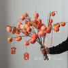 Alta qualidade Frost Persimmon Fruit Artificial Flower Single Branch Decoração de Ano Novo Flor Falsa Grande Ramo Fruta Sala de Estar Mesa de Jantar Enfeites