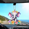 Colgante decorativo de flor plana de acrílico con forma de elefante transfronterizo nuevo, regalo para espejo retrovisor de coche, colgante de decoración del hogar