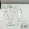 Taza de Café de Vidrio Grabado Estilo Ins para Uso en Casa, Taza Transparente de Piedra Preciosa Creativa y Estéticamente Agradable con Asa para Bebidas