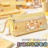 Estuche triangular portátil de dibujos animados de Kuromi, alto atractivo estético, lindo, bolsa de lona de gran capacidad, estuche para almacenamiento de papelería para estudiantes