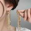 Pendientes Exagerados Chapados en Oro Cobre con Lentejuelas Metálicas, Borlas de Cadena, Pendientes Largos, Colgantes de Oreja Estilo Festivo para Mujer