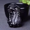 Qin Pei Atacado Obsidiana Padrão Vertical Grande Pingente Pixiu Pingente Pixiu Esculpido Seiko Quase Realista