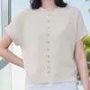 Suéter de punto de manga corta con cuello redondo para mujer, estilo nuevo Verano 2026, Camiseta base de punto fino holgada y elegante