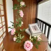 Rattan Artificial Imitación Rosa Flor Falsa Enredadera Hogar Mesa de Comedor Colgante de Puerta Decoración Arreglo Fondo de Boda Flores Falsas