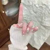 Xiaohongshu Mesmo Estilo Unhas Postiças Florais de Verão Longas de Comprimento Médio Adesivos para Unhas Pontas de Unha Unhas Vestíveis