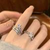 Anillo de Estrellas de Diamantes Completos Meteoro para Mujer Ins Traje Anillo Doble Ajustable Brillante de Cinco Puntas