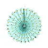Leque dobrável de bolinhas para Festa de Feriado Aniversário Decoração Casamento Suprimentos Decoração Leque de Papel Verde Feijão Pontos Dourados Flor