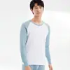 Conjunto térmico de algodón puro para hombre, cuello redondo, con bloques de color, corte ajustado, capa base, adecuado para hombres jóvenes y de mediana edad para usar como camiseta interior y pantalón largo en otoño