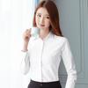 Camisa blanca y negra de primavera y otoño para mujer, estilo coreano, ajustada, de manga larga, ropa de trabajo, ropa de negocios, blusa formal.