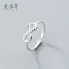 Anel de prata S925 feminino estilo coreano Mori Sweet Diamond-incrustado infinito 8-palavra anel personalizado aberto dedo indicador J5792