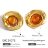 Pendientes de Titanio Acero Inoxidable Yuhui Transfronterizos Estilo Maillard Color Ámbar Resina Retro Chapado Color Oro Real Acero Inoxidable Conservador de Color
