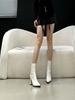 Botines Cortos de Tacón Grueso Puntiagudos Estilo Francés para Mujer, Imprescindibles Otoño 2026, Versátiles, con Cremallera Lateral, de Tacón Alto, Botines Marrones Nude