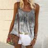 Comércio Exterior Europeu e Americano Roupas Femininas Estilo Boêmio Camisole Floral Plissado Solto Regata de Férias Casual Versátil