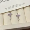 Transmisión en Vivo de Douyin Suministro Transfronterizo Pendientes de Circonita de Cristal Morado Estilo Coreano Pendientes de Moda Europeos y Americanos Fábrica