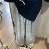Ropa de Maternidad Otoño 2025 Estilo Nuevo con Bolsillos Estilo Chanel Pierna Ancha Jacquard de Chenilla Caída Pantalones Rectos