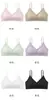 Sujetador sin costuras de seda helada con borde ondulado y cuello en V transfronterizo, espalda hermosa, ropa interior de soporte suave para mujer, cómodo y sexy, cierre de tres filas de corchetes