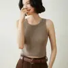 Colete de Cashmere Outono Inverno Novo Estilo Feminino Slim Fit Canelado Gola Redonda Sem Mangas Cor Sólida Camada Base Tricô Macio Roupa Íntima