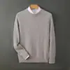 Suéter masculino de lã pura, novo estilo outono e inverno, gola redonda solta, suéter pullover grosso, camada base de malha de lã casual para negócios