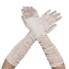 Luvas de Casamento para Noivas Luvas de Performance de Palco com Efeito Amassado Luvas de Casamento Cetim Luvas de Cetim