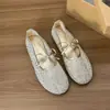 Zapatos planos de malla con pedrería estilo francés para mujer, verano, huecos, moda, lazo, suela suave, zapatos Mary Jane, mocasines