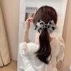 Horquilla de organza con estampado de diamantes, estilo coreano, elegante, con personalidad, con resorte para la parte trasera, accesorios para el cabello que combinan con todo.
