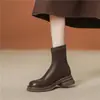 Botas Martin simples, com sola grossa, para mulheres, nova coleção de outono 2025, marrom, com salto oculto para altura extra, adequadas para mulheres baixinhas, botas curtas para primavera e outono