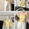 Chaleco plisado sin tirantes estilo coreano para mujer para llevar con protectores mamarios, Tops de chica hot con cuello de una línea, Tops tubulares para la parte inferior con espalda hermosa