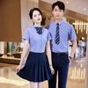 Verano Nuevo Estilo Coreano Ajustado Vestido Camisero Blanco para Hombre y Mujer Camisa de Manga Corta Ropa de Negocios Estudiantes Universitarios Foto de Graduación