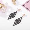 Ruona nuevo estilo aretes elegantes de diamante negro de moda para mujer de lujo acero de titanio aretes simples joyería pequeña al por mayor