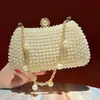Bolso de mano con cadena moderno y elegante, nuevo bolso de mano tipo clutch con cuentas, exquisito bolso cruzado para banquetes nocturnos de dama