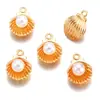 Moda Coreana DIY Liga de Zinco Concha Incrustada com Pérolas Versátil Pulseira Brincos Acessórios Pingente Pingente W44